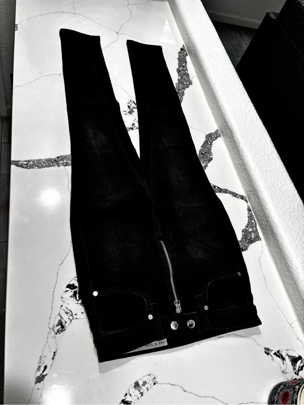 rag & bone Black High-Waist Zip Jeans